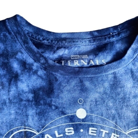 Marvel Eternals T-Shirt Mens Size Medium Blue Acid Wash Graphic Short Sleeve - Picture 4 of 11